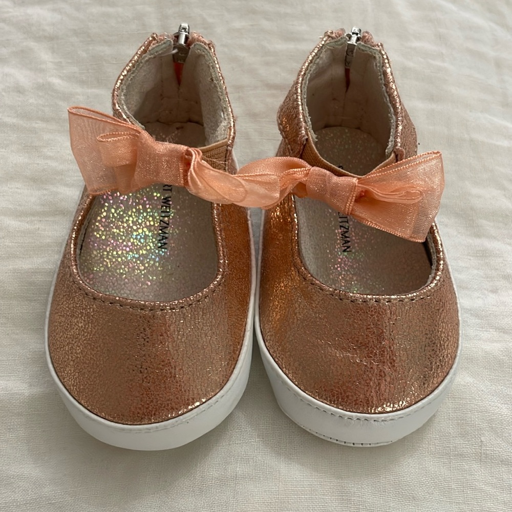 Stuart Weitzman Rose Gold Ballet Crib Flats